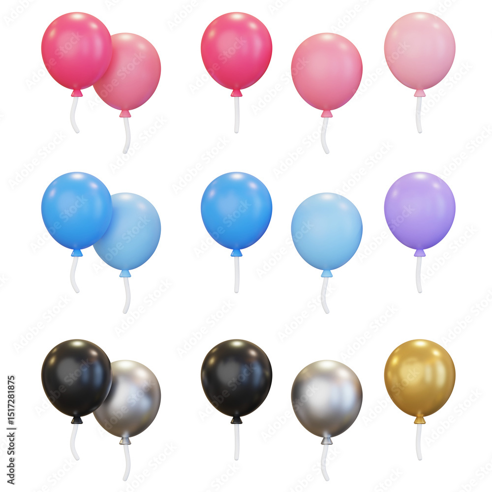 balloons of different colors 3D Graphic balloons of different colors 3D Graphic