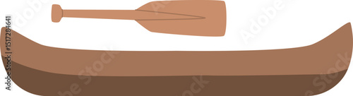 Wooden Eskimo boat with paddle