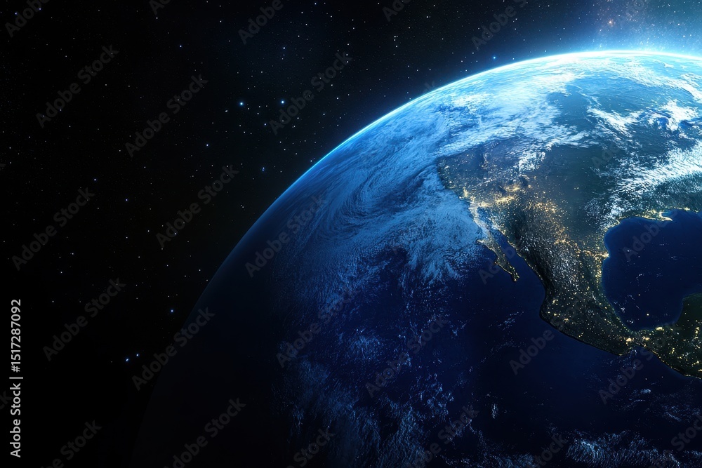 Obraz premium Global view of Earth highlighting connections and technology trends for sustainability initiatives, 3D Earth Connections Global Technology Woldwide Digital Networkfrom Tokyo,Japan