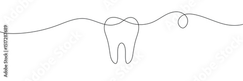 Continuous line drawing of tooth. Single line tooth icon . Vector Illustration . EPS 10 . 