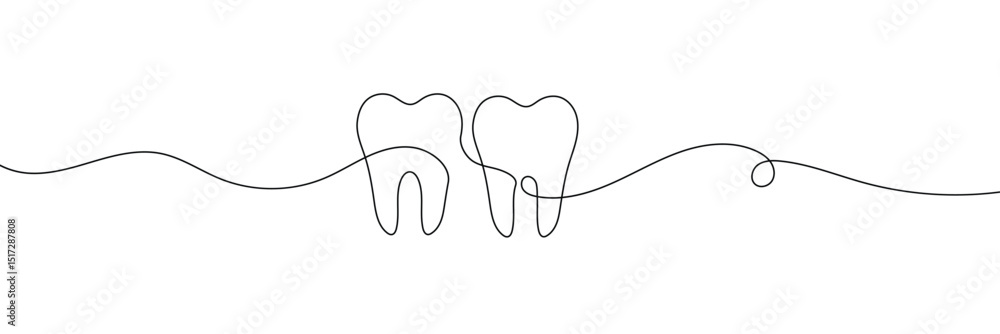 Continuous line drawing of tooth. Single line tooth icon . Vector Illustration . EPS 10 . Continuous line drawing of tooth. Single line tooth icon . Vector Illustration . EPS 10 .
