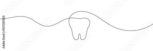 Continuous line drawing of tooth. Single line tooth icon . Vector Illustration . EPS 10 . 