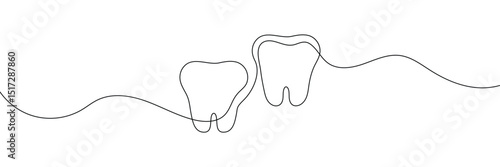 Continuous line drawing of tooth. Single line tooth icon . Vector Illustration . EPS 10 . 