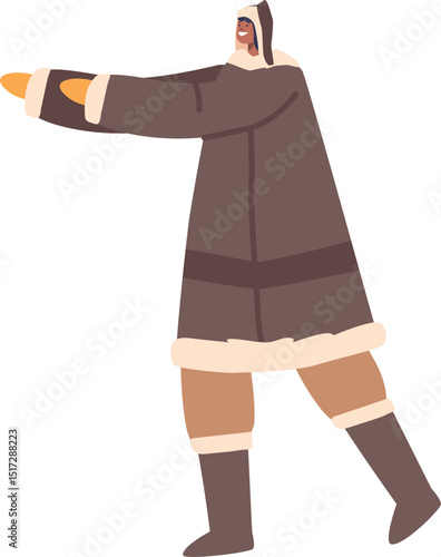 Eskimo man wearing traditional clothing