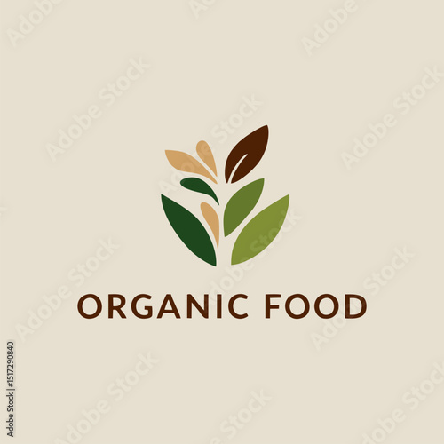 A modern logo design incorporating a stylized mountain range with a sun, representing the natural origins of organic products.