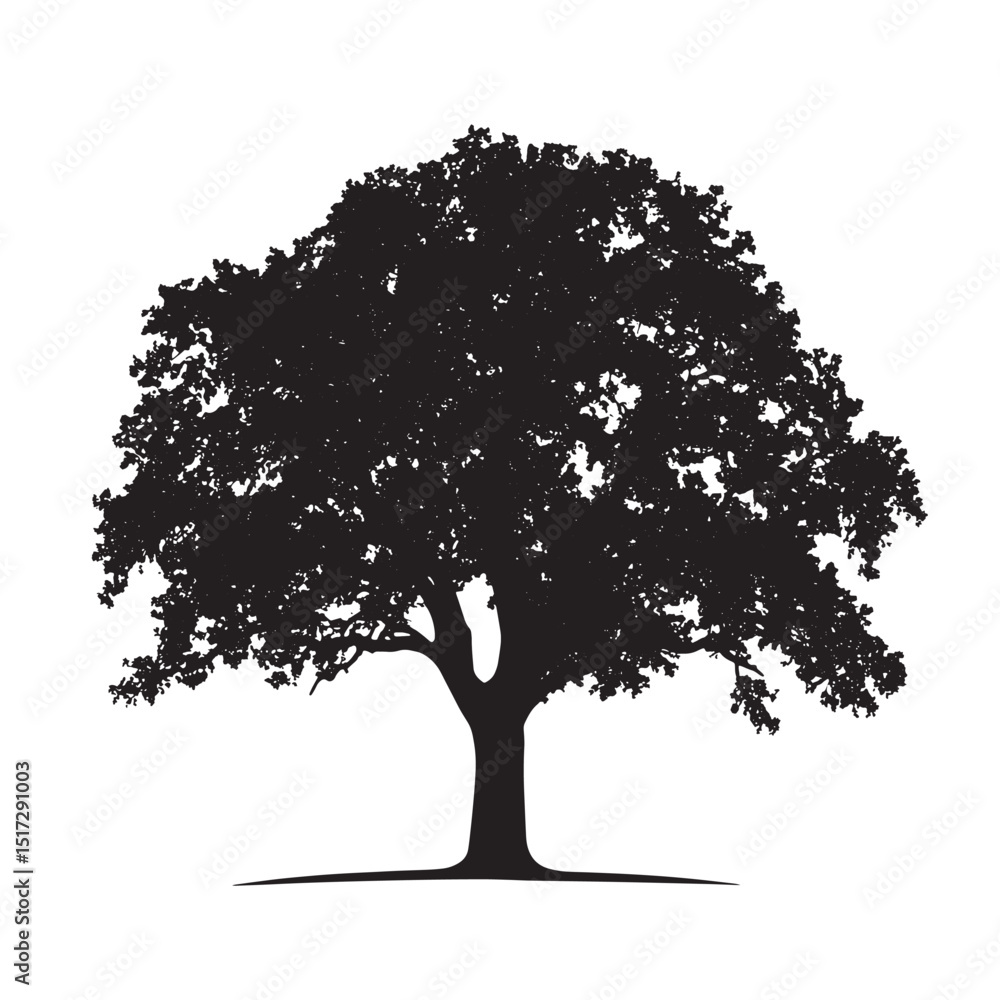 Fototapeta premium Stylized Oak Tree Isolated on White