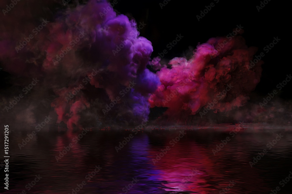Fototapeta premium Purple and red clouds over water