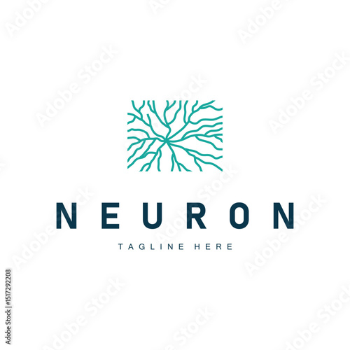 minimalist neuron logo design with cell silhouette dna neuron atom illustration symbol template
