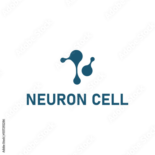 minimalist neuron logo design with cell silhouette dna neuron atom illustration symbol template