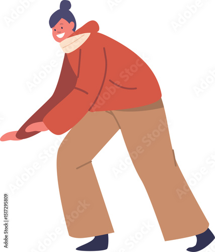 Happy girl playing with snow