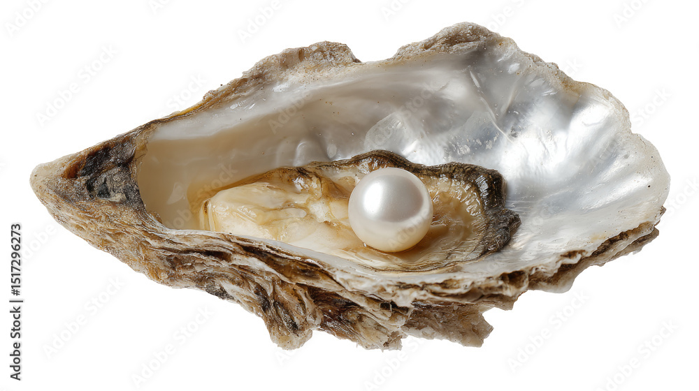 Naklejka premium a pearl inside of an oyster shell isolated, transparent background 
