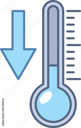 Hot weather blue thermometer symbol