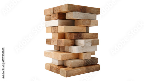 Wallpaper Mural wooden block tower game on a white surface isolated, transparent background Torontodigital.ca