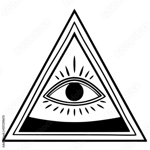 One-eyed triangle silhouette doodle art