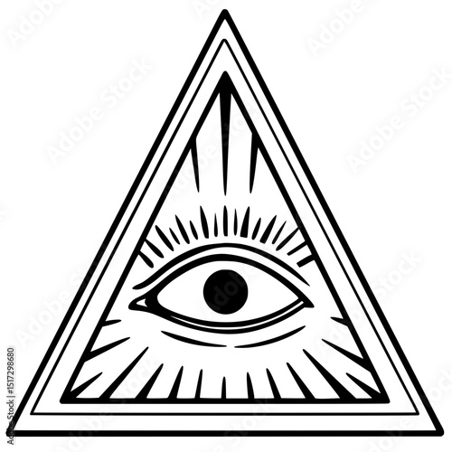 One-eyed triangle silhouette doodle art