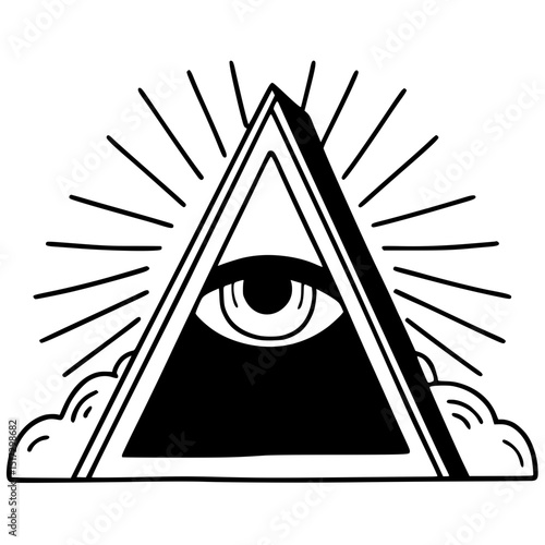 One-eyed triangle silhouette doodle art