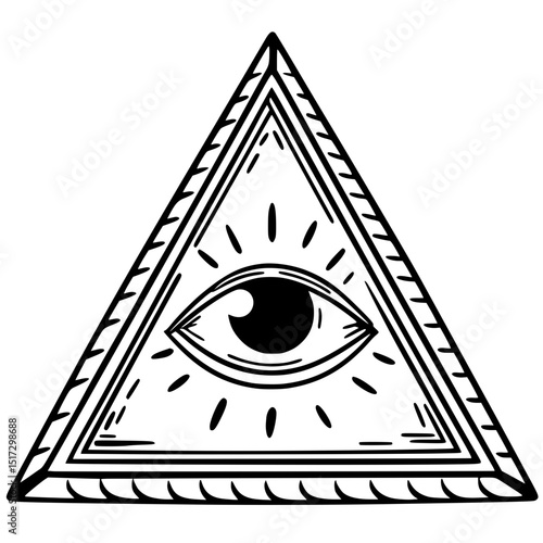 One-eyed triangle silhouette doodle art