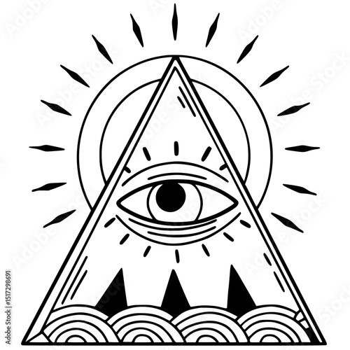 One-eyed triangle silhouette doodle art