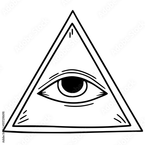 One-eyed triangle silhouette doodle art