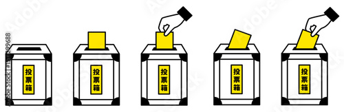 選挙・投票の投票箱アイコンイラストイエロー