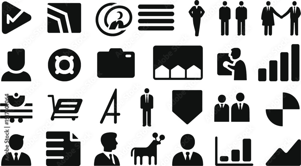 Fototapeta premium Versatile Collection of Business & People Icons Downloadable Vector Graphics for Presentations and Designs