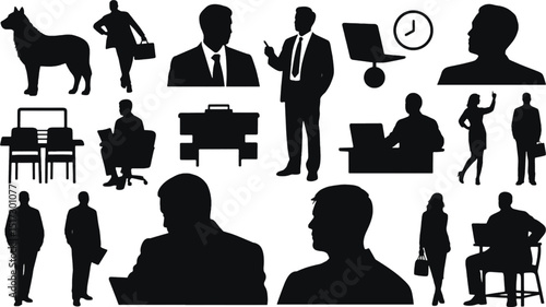 Collection of Diverse Business Professionals Silhouettes Perfect for Presentations, Websites, and Designs