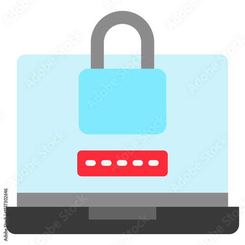 Lock Screen flat color, mini illustration icon. use for modern concept, print, UI, UX kit, web and app development. Vector related to account management, ecommerce, banking and finance.