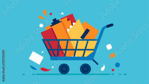 Cart Overflow An overflowing shopping cart left outside with items spilling on the ground embodying the aftermath of deals .