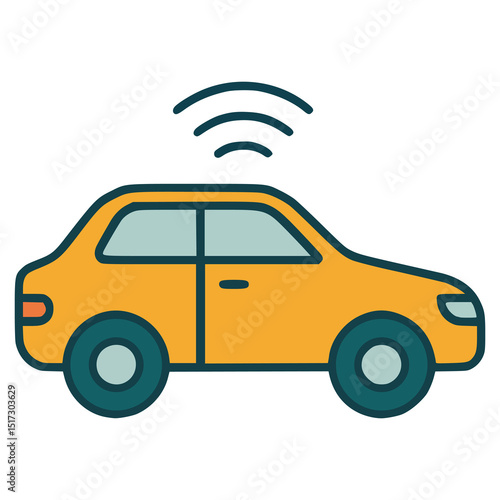 driverless car automatic vehicle transportation flat color vector illustration template design