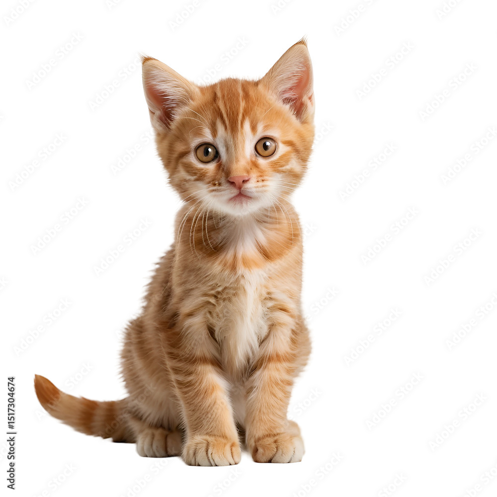 Obraz premium cute young orange striped tabby kitten isolated on transparent background