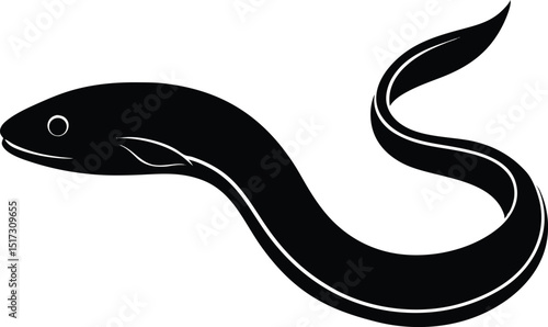 Unagi eel silhouette vector, Eel fish silhouette Vector illustration