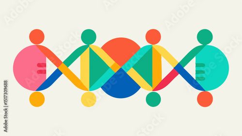 Genetic Variation An abstract representation of different colorcoded shapes symbolizing various genetic traits illustrating diversity within a population.