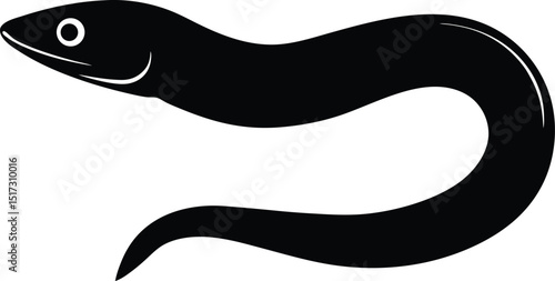Unagi eel silhouette vector, Eel fish silhouette Vector illustration