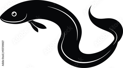 Unagi eel silhouette vector, Eel fish silhouette Vector illustration
