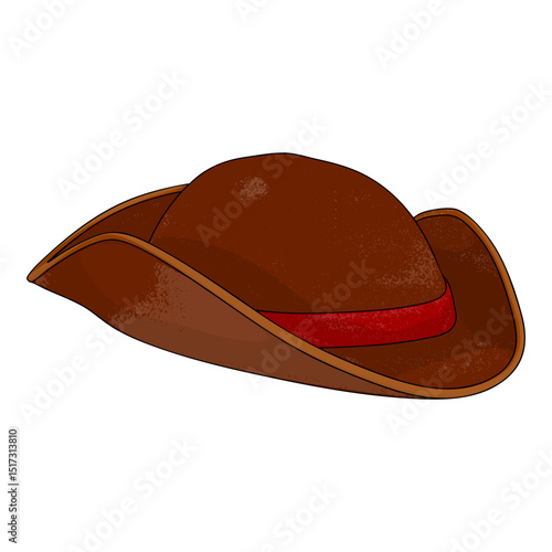 Triangle Pirate Hat. 3D Illustration. Isolated on White Background.