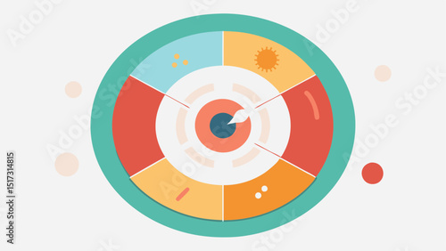 Influence Factor Wheel A circular diagram with spokes representing different factors influencing gene expression e.g. diet temperature with concentric circles indicating levels of