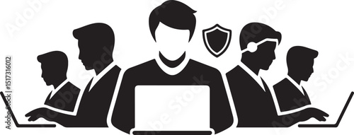 vector illustration of a man with laptop