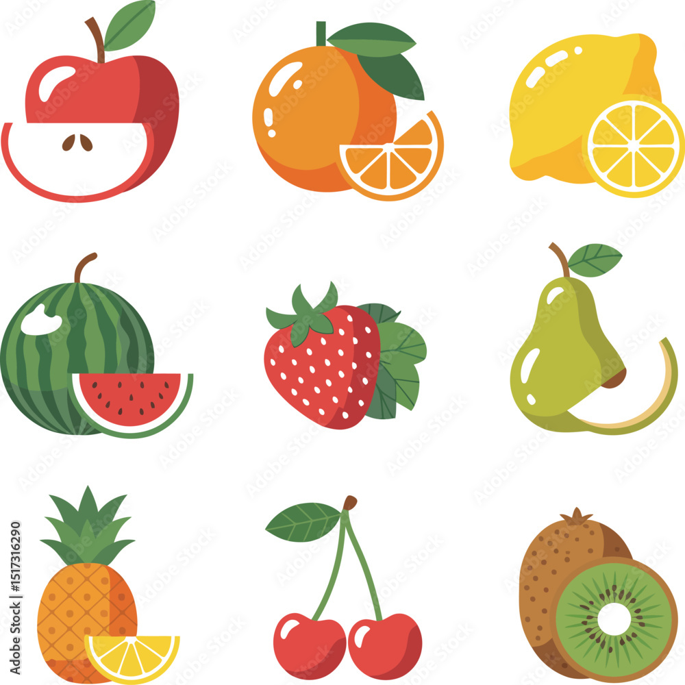 Set of fruits illustration vector Set of fruits illustration vector