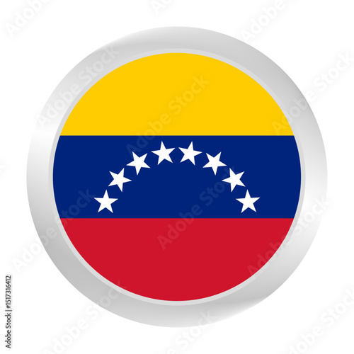 Free Download The Venezuela flag.  Silver frame. Circle flag icon logo. Round glossy. Flag icon. Standard color. Digital illustration.  - GFXLoad