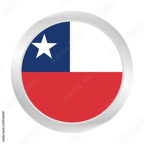 The Chile flag. Silver frame. Circle flag icon logo. Round glossy. Flag icon. Standard color. Digital illustration. Free Download The Chile flag. Silver frame. Circle flag icon logo. Round glossy. Flag icon. Standard color. Digital illustration. - GFXLoad