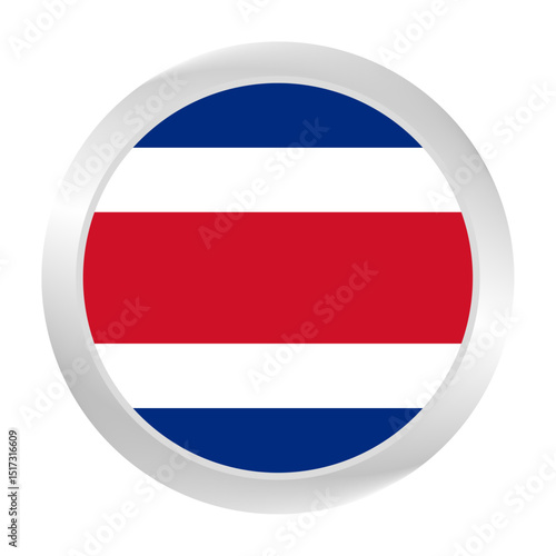 The Costa Rica flag. Silver frame. Circle flag icon logo. Round glossy. Flag icon. Standard color. Digital illustration. Free Download The Costa Rica flag. Silver frame. Circle flag icon logo. Round glossy. Flag icon. Standard color. Digital illustration. - GFXLoad
