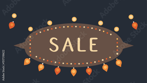 Chalkboard Sale with Light Accents A chalkboardstyle sale sign framed with warm shimmering lights presenting a blend of rustic and modern holiday aesthetics.