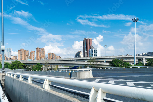 Canvas Print city highway interchange in shanghai on traffic rush hour