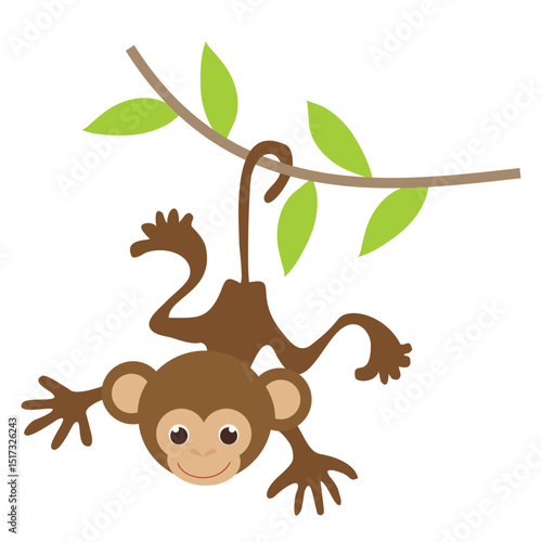 Cute little monkey vector cartoon illustration