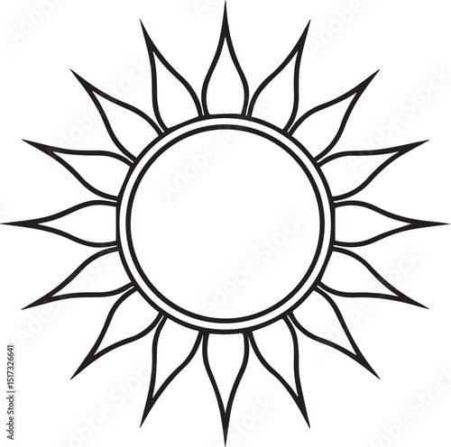 Sun outline vector and illustration