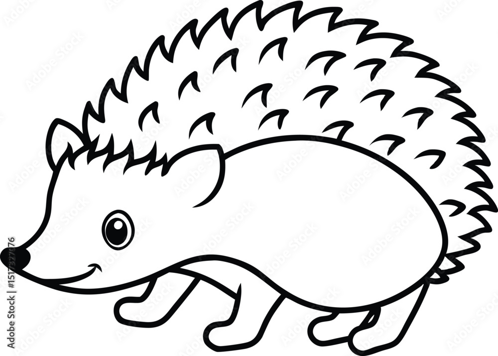 Hedgehog outline vector, Hedgehog line art silhouette vector illustration Hedgehog outline vector, Hedgehog line art silhouette vector illustration