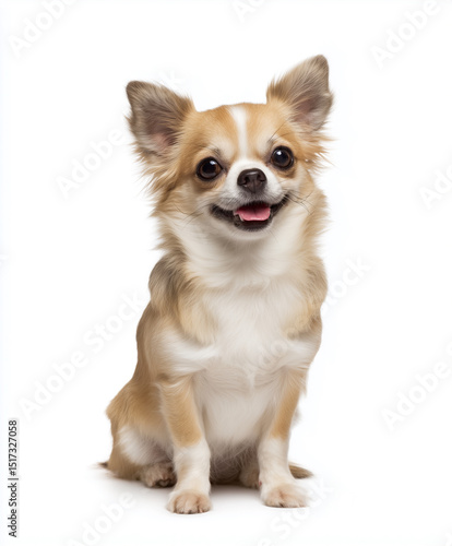 Full body image of chihuahua on white background. Ideal for pet brands, grooming services, or dog lover content.