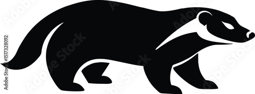 Honey badger fearless mammal known for aggression silhouette vector 