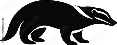 Honey badger fearless mammal known for aggression silhouette vector 