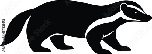 Honey badger fearless mammal known for aggression silhouette vector 